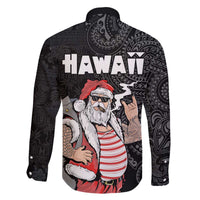 Hawaii Aloha Santa Claus Funny Polynesian Tattoo Family Matching Puletasi and Hawaiian Shirt Black Color LT03 - Polynesian Pride
