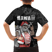 Hawaii Aloha Santa Claus Funny Polynesian Tattoo Family Matching Tank Maxi Dress and Hawaiian Shirt Black Color LT03 - Polynesian Pride