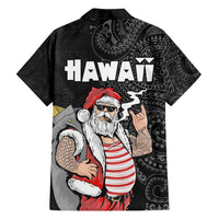 Hawaii Aloha Santa Claus Funny Polynesian Tattoo Family Matching Tank Maxi Dress and Hawaiian Shirt Black Color LT03 - Polynesian Pride