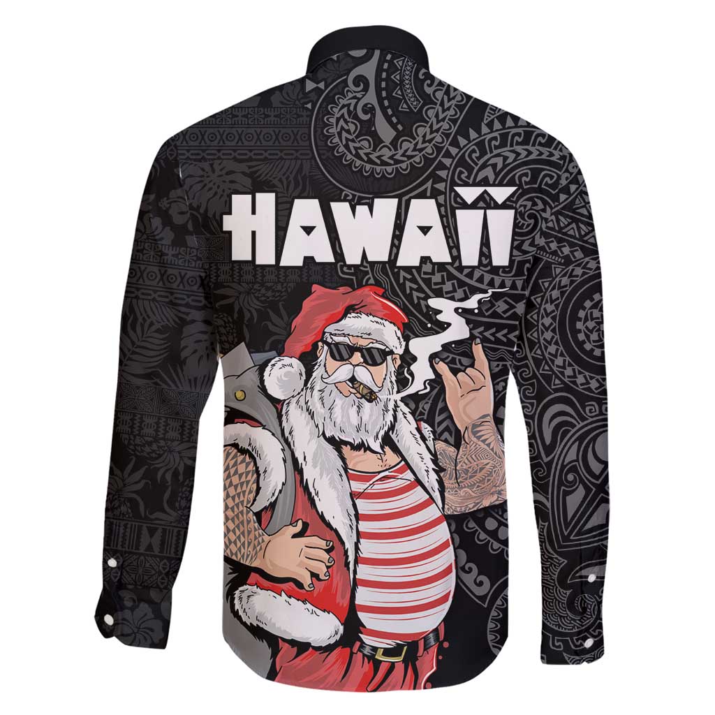 Hawaii Aloha Santa Claus Funny Polynesian Tattoo Family Matching Tank Maxi Dress and Hawaiian Shirt Black Color LT03 - Polynesian Pride