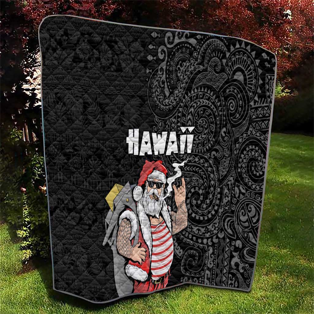 Hawaii Aloha Santa Claus Funny Polynesian Tattoo Quilt Black Color LT03 - Polynesian Pride