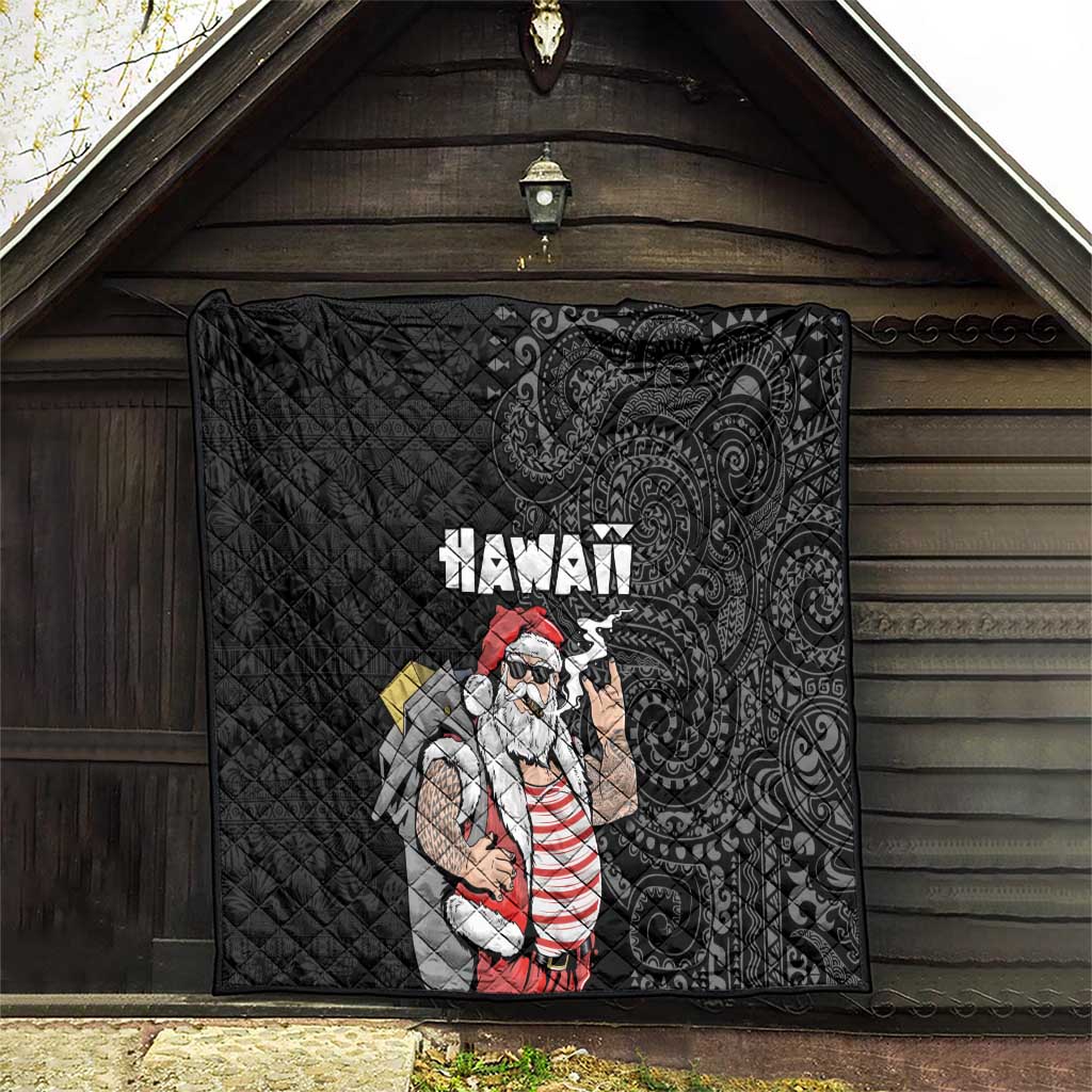 Hawaii Aloha Santa Claus Funny Polynesian Tattoo Quilt Black Color LT03 - Polynesian Pride