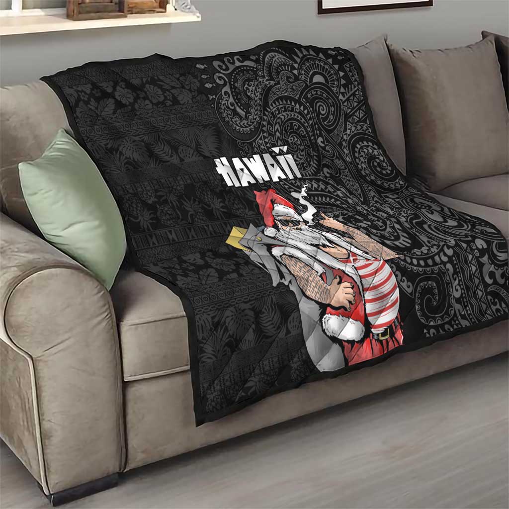 Hawaii Aloha Santa Claus Funny Polynesian Tattoo Quilt Black Color LT03 - Polynesian Pride