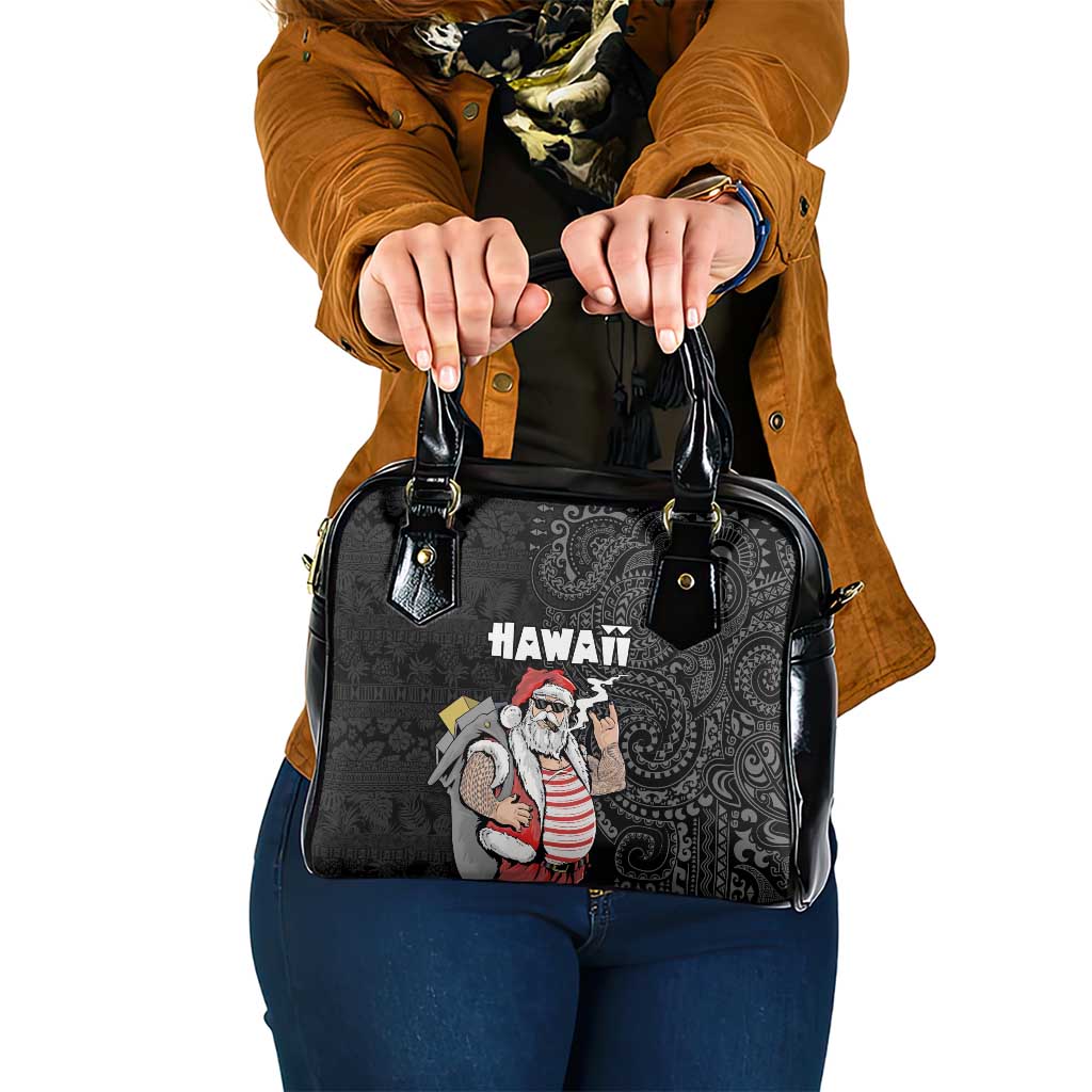 Hawaii Aloha Santa Claus Funny Polynesian Tattoo Shoulder Handbag Black Color LT03 One Size Black - Polynesian Pride