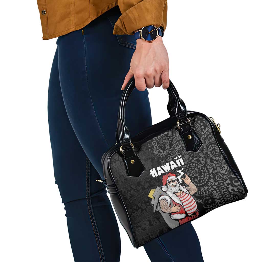 Hawaii Aloha Santa Claus Funny Polynesian Tattoo Shoulder Handbag Black Color LT03 - Polynesian Pride