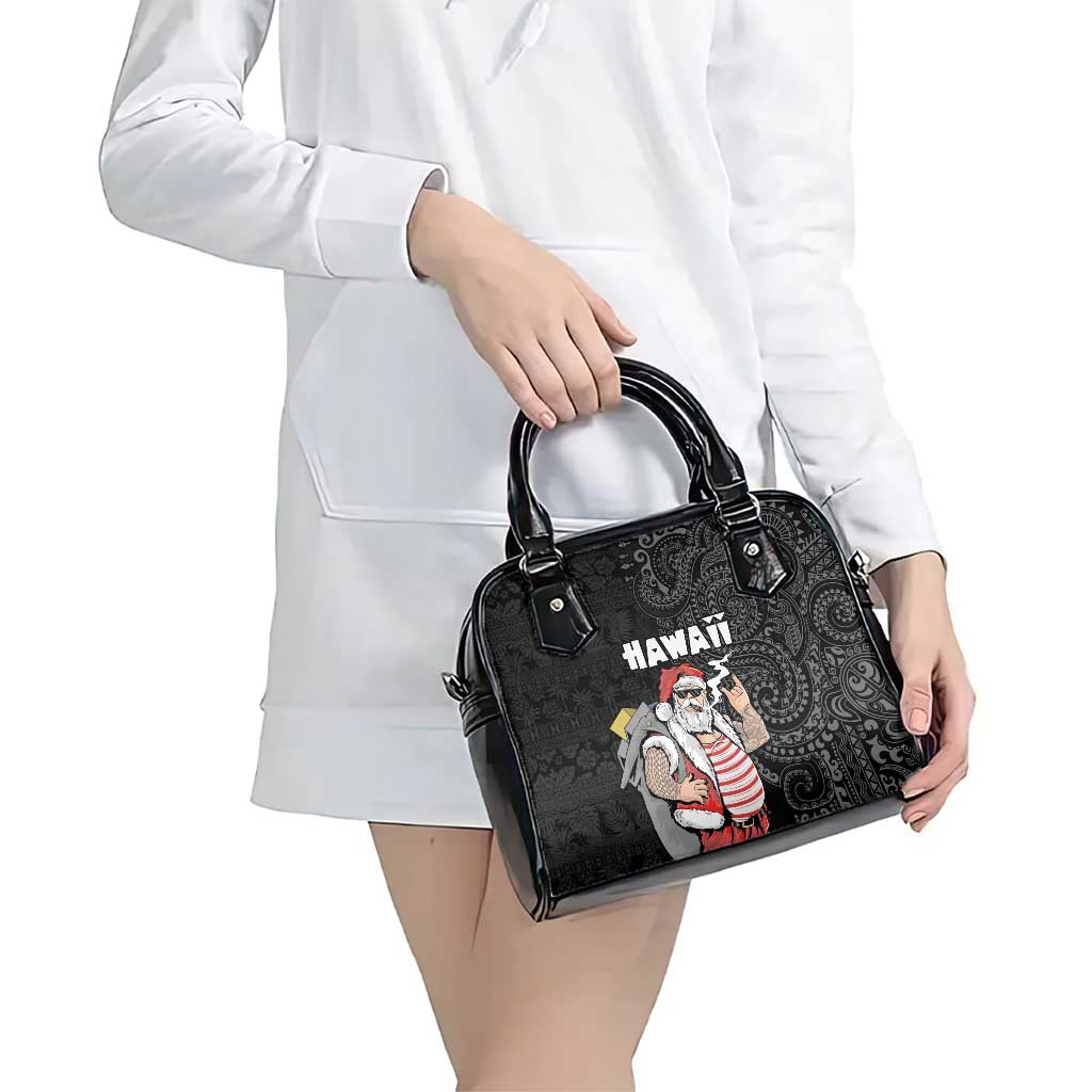 Hawaii Aloha Santa Claus Funny Polynesian Tattoo Shoulder Handbag Black Color LT03 - Polynesian Pride