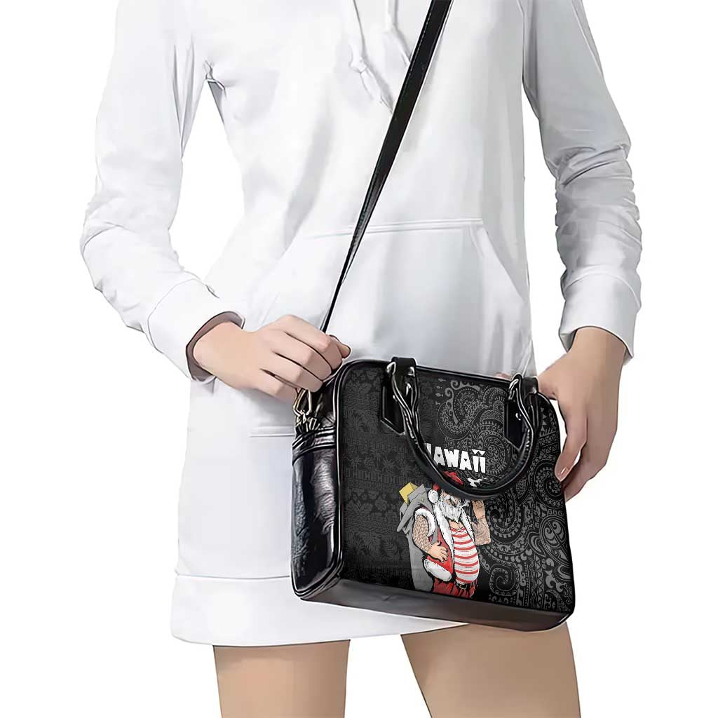 Hawaii Aloha Santa Claus Funny Polynesian Tattoo Shoulder Handbag Black Color LT03 - Polynesian Pride
