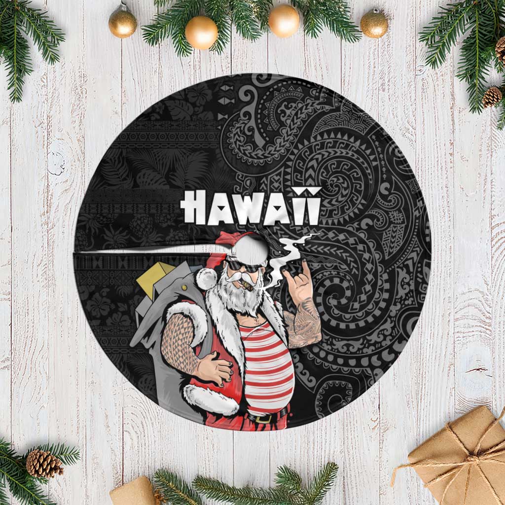Hawaii Aloha Santa Claus Funny Polynesian Tattoo Tree Skirt Black Color LT03 Casual Black - Polynesian Pride