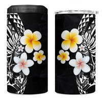 Hawaiian Hibiscus and Plumeria Polynesian Tribal Tattoo 4 in 1 Can Cooler Tumbler Black Color LT03 One Size: 16 oz Black - Polynesian Pride