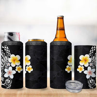 Hawaiian Hibiscus and Plumeria Polynesian Tribal Tattoo 4 in 1 Can Cooler Tumbler Black Color LT03 - Polynesian Pride
