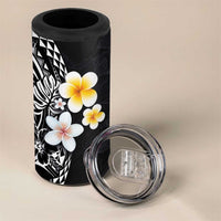 Hawaiian Hibiscus and Plumeria Polynesian Tribal Tattoo 4 in 1 Can Cooler Tumbler Black Color LT03 - Polynesian Pride