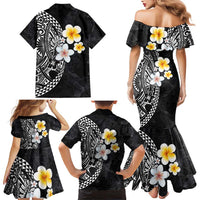 Hawaiian Hibiscus and Plumeria Polynesian Tribal Tattoo Family Matching Mermaid Dress and Hawaiian Shirt Black Color LT03 - Polynesian Pride