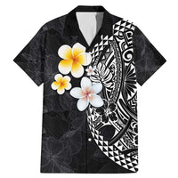 Hawaiian Hibiscus and Plumeria Polynesian Tribal Tattoo Family Matching Mermaid Dress and Hawaiian Shirt Black Color LT03 Dad's Shirt - Short Sleeve Black - Polynesian Pride