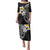 Hawaiian Hibiscus and Plumeria Polynesian Tribal Tattoo Family Matching Puletasi and Hawaiian Shirt Black Color