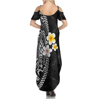 Hawaiian Hibiscus and Plumeria Polynesian Tribal Tattoo Family Matching Summer Maxi Dress and Hawaiian Shirt Black Color LT03 - Polynesian Pride