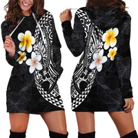 Hawaiian Hibiscus and Plumeria Polynesian Tribal Tattoo Hoodie Dress Black Color LT03 - Polynesian Pride