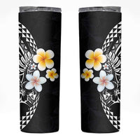 Hawaiian Hibiscus and Plumeria Polynesian Tribal Tattoo Skinny Tumbler Black Color LT03 Black - Polynesian Pride