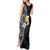 Hawaiian Hibiscus and Plumeria Polynesian Tribal Tattoo Tank Maxi Dress Black Color