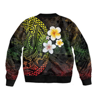 Hawaiian Hibiscus and Plumeria Polynesian Tribal Tattoo Bomber Jacket Reggae Color LT03 - Polynesian Pride