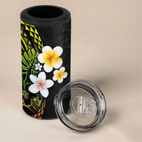 Hawaiian Hibiscus and Plumeria Polynesian Tribal Tattoo 4 in 1 Can Cooler Tumbler Reggae Color LT03 - Polynesian Pride