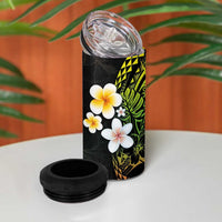 Hawaiian Hibiscus and Plumeria Polynesian Tribal Tattoo 4 in 1 Can Cooler Tumbler Reggae Color LT03 - Polynesian Pride