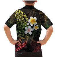 Hawaiian Hibiscus and Plumeria Polynesian Tribal Tattoo Family Matching Mermaid Dress and Hawaiian Shirt Reggae Color LT03 - Polynesian Pride