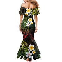 Hawaiian Hibiscus and Plumeria Polynesian Tribal Tattoo Family Matching Mermaid Dress and Hawaiian Shirt Reggae Color LT03 - Polynesian Pride
