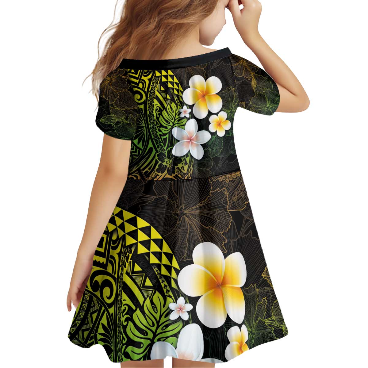 Hawaiian Hibiscus and Plumeria Polynesian Tribal Tattoo Family Matching Off Shoulder Short Dress and Hawaiian Shirt Reggae Color LT03 - Polynesian Pride