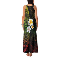 Hawaiian Hibiscus and Plumeria Polynesian Tribal Tattoo Family Matching Tank Maxi Dress and Hawaiian Shirt Reggae Color LT03 - Polynesian Pride