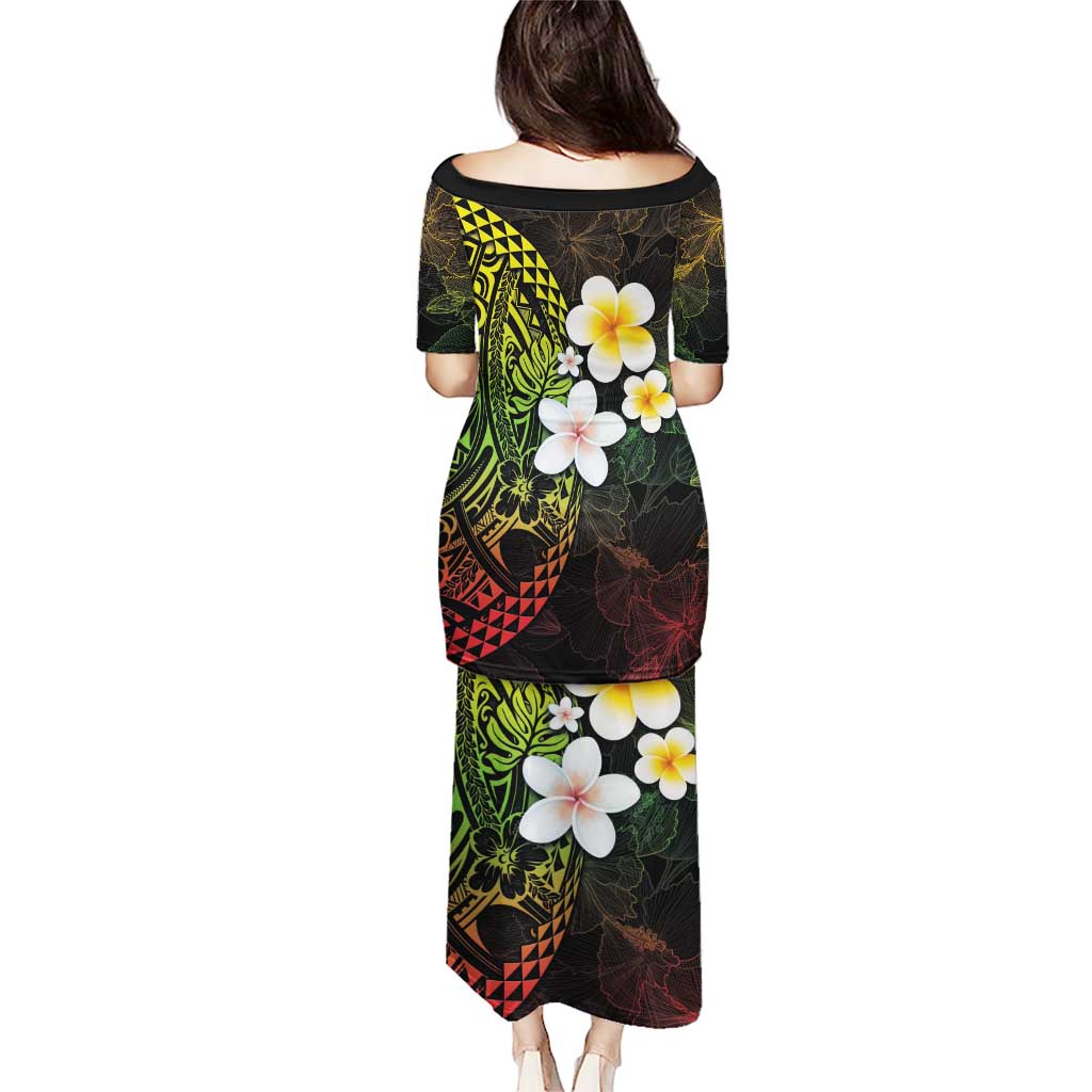 Hawaiian Hibiscus and Plumeria Polynesian Tribal Tattoo Puletasi Reggae Color LT03 - Polynesian Pride