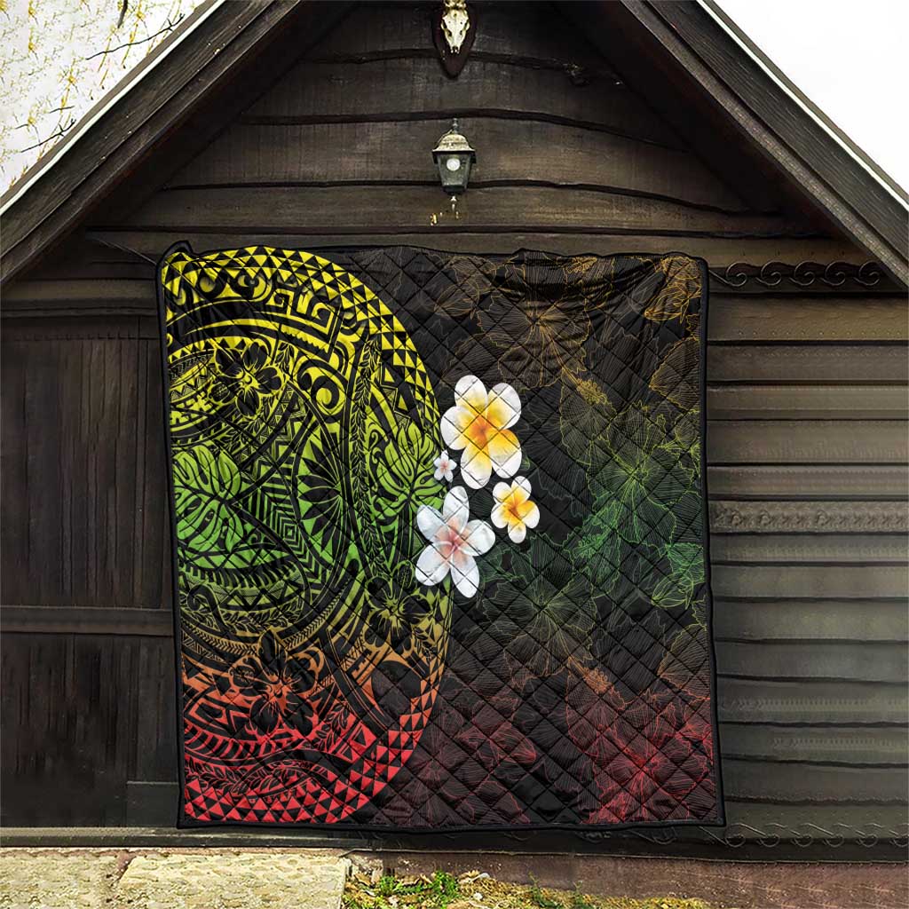 Hawaiian Hibiscus and Plumeria Polynesian Tribal Tattoo Quilt Reggae Color LT03 - Polynesian Pride