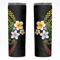 Hawaiian Hibiscus and Plumeria Polynesian Tribal Tattoo Skinny Tumbler Reggae Color LT03 Reggae - Polynesian Pride