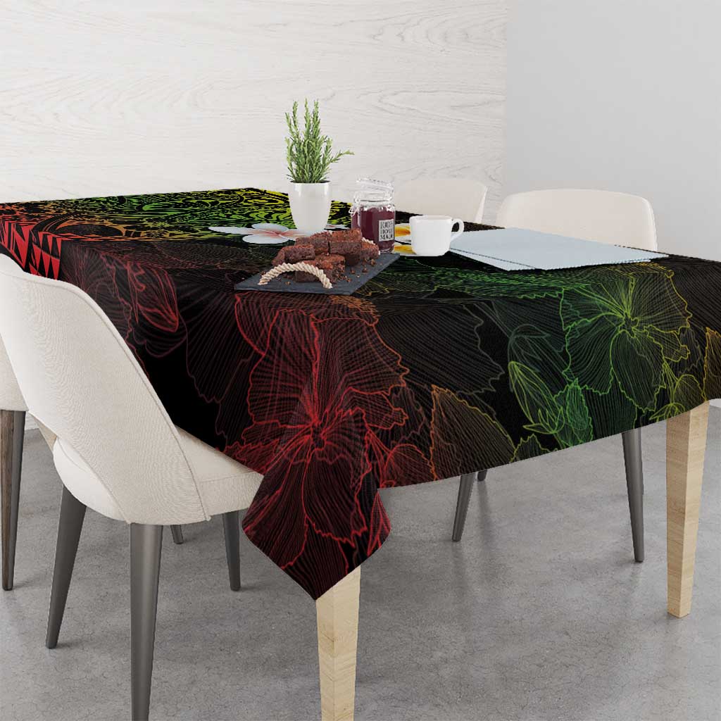 Hawaiian Hibiscus and Plumeria Polynesian Tribal Tattoo Tablecloth Reggae Color