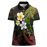 Hawaiian Hibiscus and Plumeria Polynesian Tribal Tattoo Women Polo Shirt Reggae Color LT03 Female Reggae - Polynesian Pride