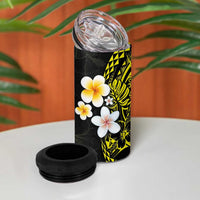 Hawaiian Hibiscus and Plumeria Polynesian Tribal Tattoo 4 in 1 Can Cooler Tumbler Yellow Color LT03 - Polynesian Pride