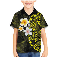 Hawaiian Hibiscus and Plumeria Polynesian Tribal Tattoo Family Matching Mermaid Dress and Hawaiian Shirt Yellow Color LT03 Son's Shirt Yellow - Polynesian Pride