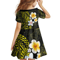 Hawaiian Hibiscus and Plumeria Polynesian Tribal Tattoo Family Matching Off Shoulder Maxi Dress and Hawaiian Shirt Yellow Color LT03 - Polynesian Pride