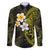 Hawaiian Hibiscus and Plumeria Polynesian Tribal Tattoo Family Matching Puletasi and Hawaiian Shirt Yellow Color