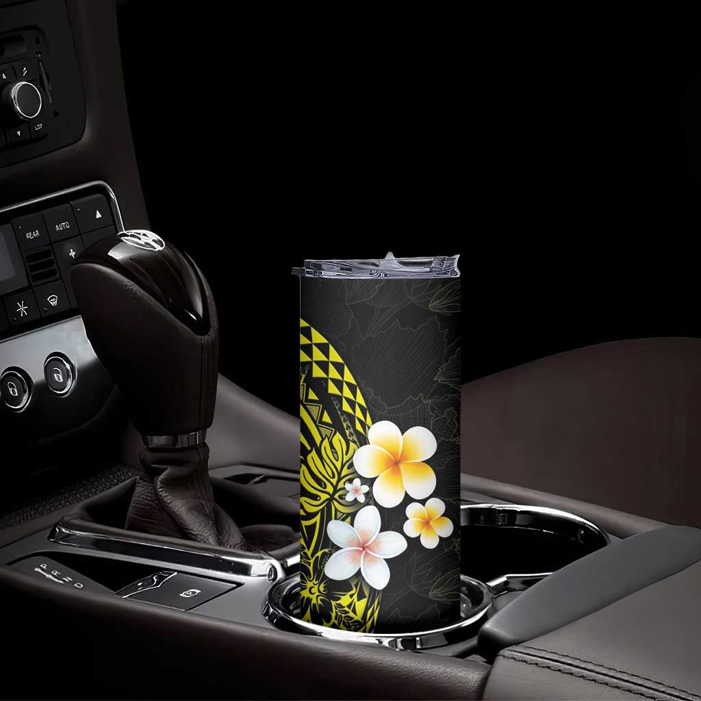 Hawaiian Hibiscus and Plumeria Polynesian Tribal Tattoo Skinny Tumbler Yellow Color LT03 - Polynesian Pride