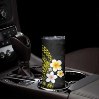 Hawaiian Hibiscus and Plumeria Polynesian Tribal Tattoo Skinny Tumbler Yellow Color LT03 - Polynesian Pride