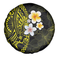 Hawaiian Hibiscus and Plumeria Polynesian Tribal Tattoo Spare Tire Cover Yellow Color LT03 - Polynesian Pride