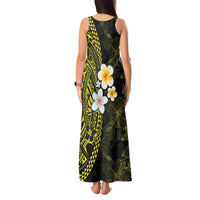 Hawaiian Hibiscus and Plumeria Polynesian Tribal Tattoo Tank Maxi Dress Yellow Color LT03 - Polynesian Pride