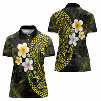 Hawaiian Hibiscus and Plumeria Polynesian Tribal Tattoo Women Polo Shirt Yellow Color LT03 - Polynesian Pride