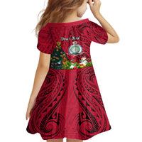 Personalised Niue Christmas Family Matching Puletasi Dress and Hawaiian Shirt Coat of Arms and Polynesian Tattoo Xmas Element Christmas Red Vibe LT03 - Polynesian Pride