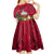 Personalised Niue Christmas Kid Short Sleeve Dress Coat of Arms and Polynesian Tattoo Xmas Element Christmas Red Vibe LT03 - Polynesian Pride