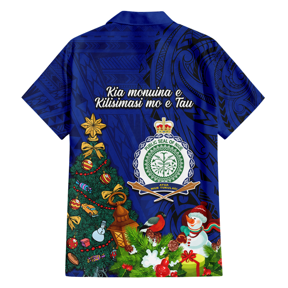 Niue Christmas Family Matching Off Shoulder Maxi Dress and Hawaiian Shirt Coat of Arms and Polynesian Tattoo Xmas Element Christmas Blue Vibe LT03 - Polynesian Pride