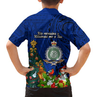 Niue Christmas Kid Hawaiian Shirt Coat of Arms and Polynesian Tattoo Xmas Element Christmas Blue Vibe LT03 - Polynesian Pride