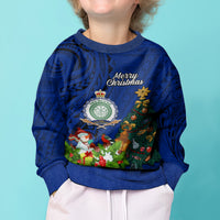 Personalised Niue Christmas Kid Ugly Christmas Sweater Coat of Arms and Polynesian Tattoo Xmas Element Christmas Blue Vibe LT03 - Polynesian Pride