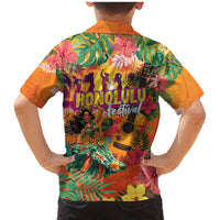 Hawaiian Honolulu Festival Family Matching Mermaid Dress and Hawaiian Shirt Hawaiian Identity - Hula Dancer and Ukulele Tropical Plants Style LT03 - Polynesian Pride