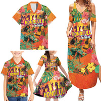 Hawaiian Honolulu Festival Family Matching Summer Maxi Dress and Hawaiian Shirt Hawaiian Identity - Hula Dancer and Ukulele Tropical Plants Style LT03 - Polynesian Pride